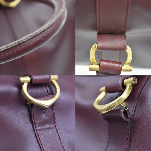 MUST DE CARTIER 2C Logo Hand Shoulder Bag Travel Leather Red 158-082225 - Picture 9 of 16